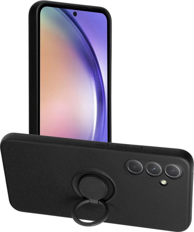 Futrollë telefonit OEM për Samsung Galaxy A54 5G, silikon, me unazë, e zezë
