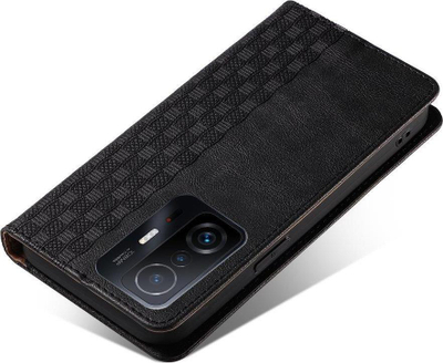 Këllëf libri për Xiaomi Redmi Note 11, me magnet, me rrip dore, i zi