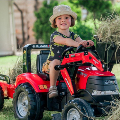 Traktor lodër me pedale Case IH Puma 240 CVX FA996AM, me ngarkues dhe rimorkio, i kuq