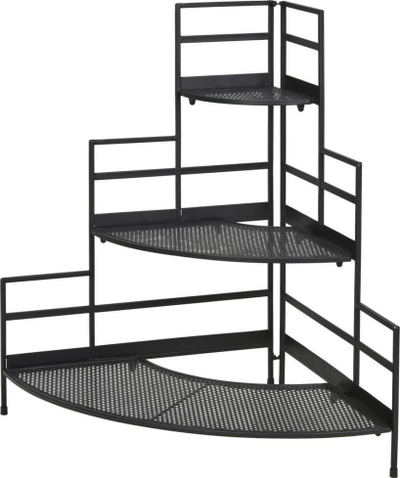 Raft këndor për lule ProGarden Plant Etagere, 3 nivele, 85cm, metalik, i zi