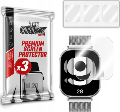 Folje mbrojtëse Hydrosel Grizzprotector për Xiaomi Redmi Watch 4, set 3 copë, transparente