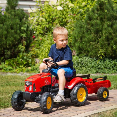Traktor lodër Falk Supercharger 2030AB, me pedale, me rimorkio, i kuq