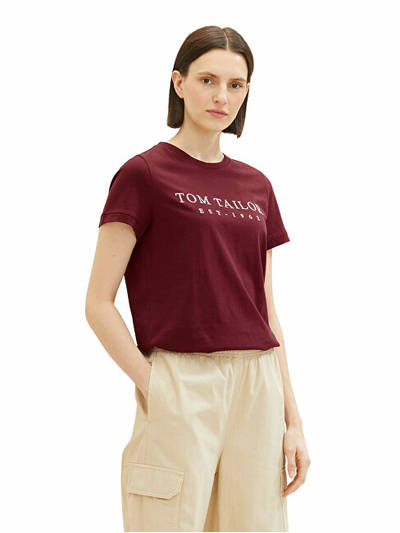 Maicë Tom Tailor Regular Fit, e kuqe e errët