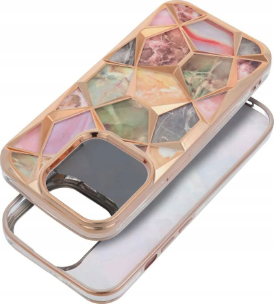 Maskë telefoni Twinki për iPhone 11, dizajn gjeometrik, me mbrojtje kamere, ngjyrë gold