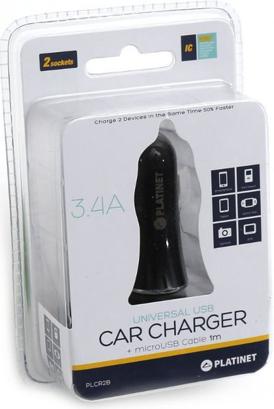 Karikues për makina Platinet 2xUSB 3.4A, i zi