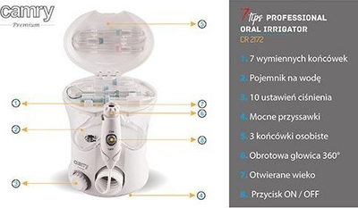 Spërkatëse për dhëmbë Camry CR 2172, 600ml, e bardhë