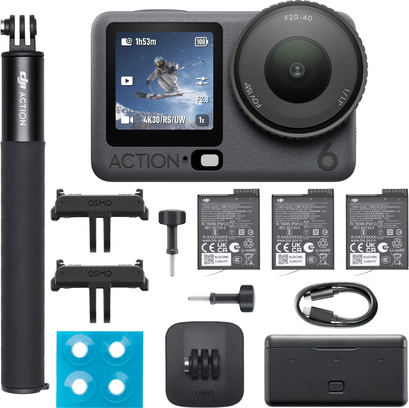 Kamerë aksioni DJI Osmo Action 6 Adventure Combo, 4K, rezistente ndaj ujit, e zezë