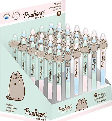 Stilolaps automatik Pusheen, bojë e fshirshme, dizajn i rastësishëm, shumëngjyrësh