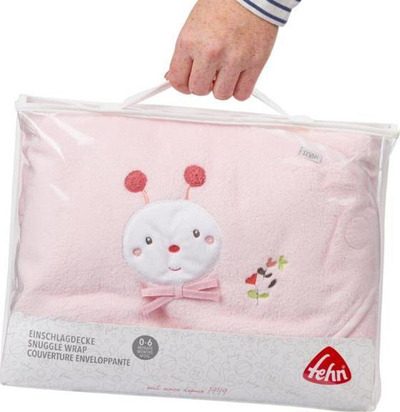 Batanije mbështjellëse për bebe Fehn 068726 Bee, me kapuç, formë ylli, rozë