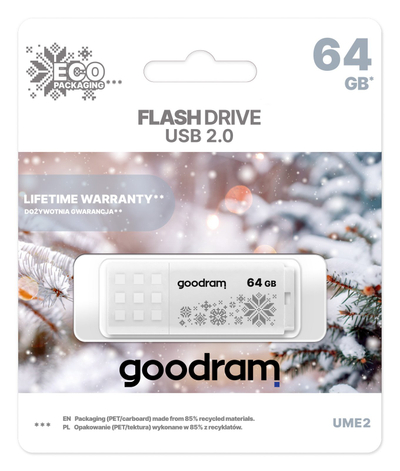 USB GoodRam UME2 Winter, 64GB, USB 2.0, e bardhë