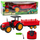 Lodër traktor me telekomandë Lean Toys RC Farm Tractor With Trailer, me rimorkio, për fëmijë 3+, i kuq