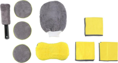 Set pastrimi makine Dunlop Car Microfiber Polish, 9 pjesë, mikrofibër, verdhë gri