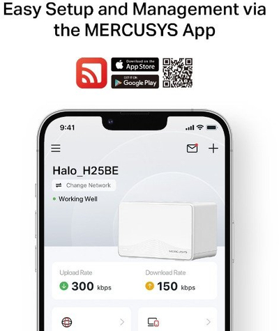 Sistem mesh Mercusys BE9300, Wi-Fi 7, BE9300, i bardhë