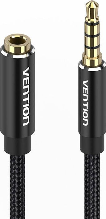 Kabllo audio zgjatëse Vention Cotton Braided, TRRS 3.5mm, 1m, e zezë