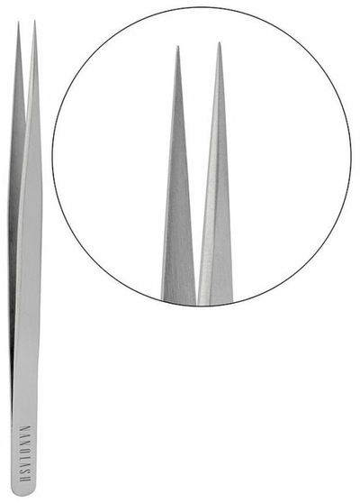Pincetë për qerpikë Nanolash Precision Pins, me majë të hollë, prej inoksi, ngjyrë argjendi