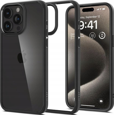 Kapotë mbrojtëse Spigen Ultra Hybrid për iPhone 16 Pro, Matte Black, e zezë mat