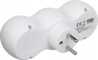 Ndarës prizash Maclean MCE339E, 2x prizë 3680W, USB dhe USB C, i bardhë