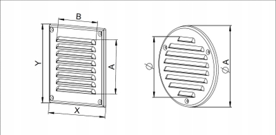 Grilë ventilimi Awenta MTA10, 30x30 cm, çelik inox, ngjyrë argjendi