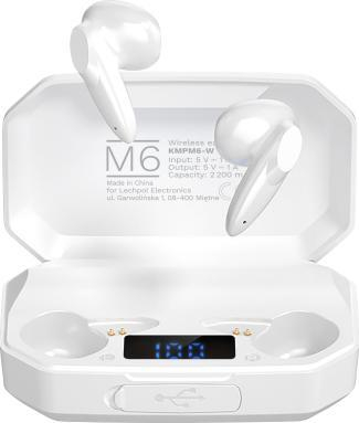Kufje in ear Kruger&amp;Matz M6 KMPM6 W, Bluetooth 5.1, power bank 2200 mAh, të bardha