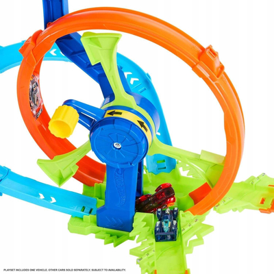 Set loje Hot Wheels Rapid Launch & Loop, pistë me loop, makina 1:64, shumëngjyrëshe
