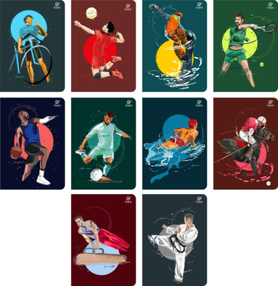 Fletore Elanders A5 Sports, 64 faqe, me vija, set 10 copë