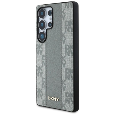 Футрола за телефон DKNY Leather Checkered MagSafe, за Samsung S25 Ultra, сива