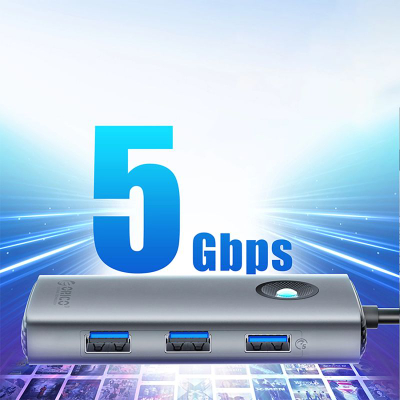 Hub USB C Orico PW11 6P, 6 në 1, HDMI 4K, gri argjendtë