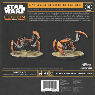 Zgjerim tavoline Atomic Mass Games Star Wars Legion LM-432 Crab Droids, 2 lojtarë, mosha 14+, shumëngjyrësh
