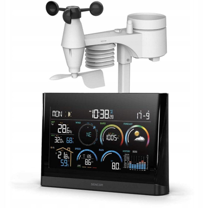 Stacion moti Sencor SWS 11000, ekran LCD me ngjyra, sensor me radio, i zi
