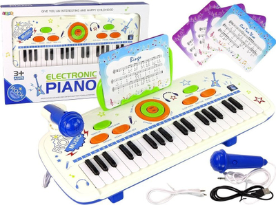 Pianino elektrike për kalamaj Leantoys Electric Piano, USB MP3, blu