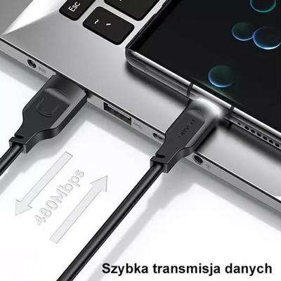 Kabllo USB Usams Lithe, USB A në USB C 1.2m, 66W, lejla