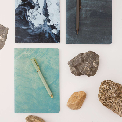 Bllok shënimesh Miquelrius Stone Paper A5, fletë të bardha, jeshile