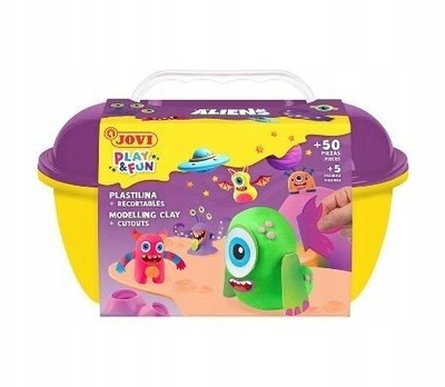 Set plasteline Jovi Play & Fun Aliens, 24 shufra 15g, pa gluten, me kallëpe, shumëngjyrësh