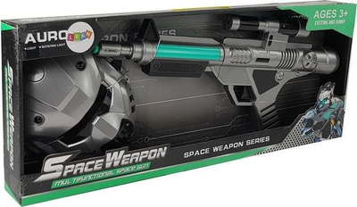 Set lodre Leantoys Space Weapon, pistolete lazer me drita edhe ze, maske hapesinore, gri
