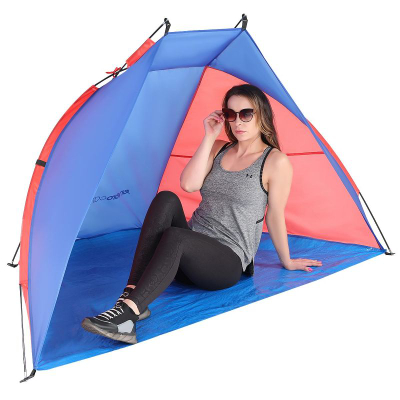 Çadër plazhi Royokamp Beach Shelter, 1-2 veta, mbrojtje UV, blu e kuqe