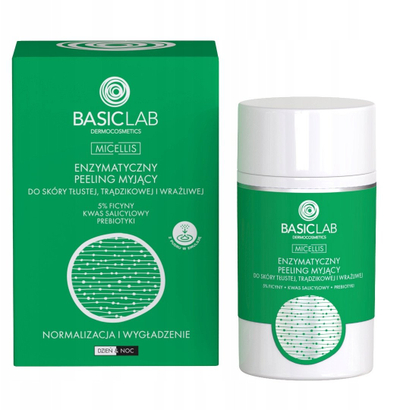 Scrub fytyre BasicLab Dermocosmetics Micellis, me enzima, për lëkurë të yndyrshme, 35g