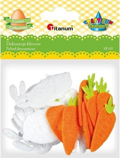Dekorime filci Titanum Felt White Hares, 4.8 x 5.2 cm, 18 copë, të bardha
