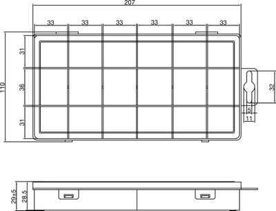 Kuti organizuese InLine, 18 ndarje, 207x110x27mm, transparente