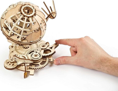 Model druri mekanik UGears Globus, 184 pjesë, puzzle 3D, ngjyrë dru natyral