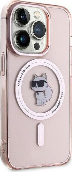 Këllëf telefoni Karl Lagerfeld KLHMP14XHFCCNOP për iPhone 14 Pro Max 6.7", me MagSafe, rozë