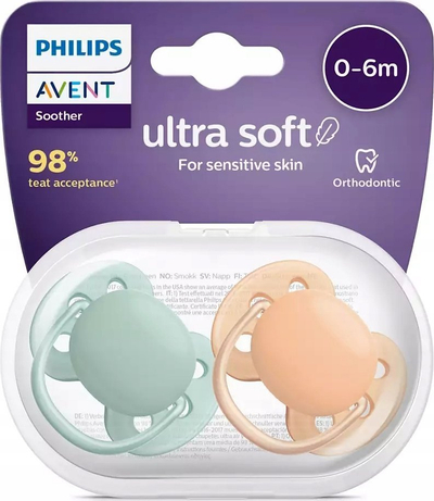 Цуцла Philips Avent SCF091/03 Ultra Soft, 0–6 месеци, силикон, неутрална