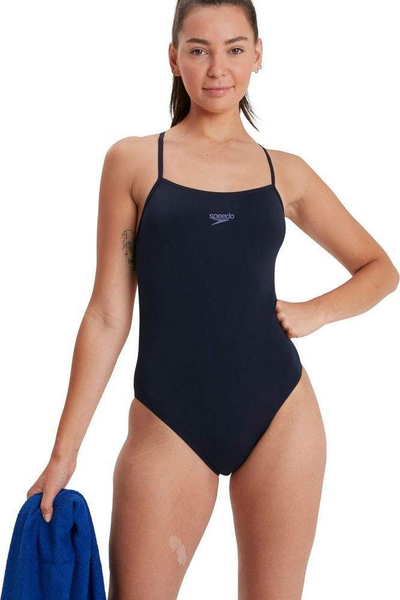 Kostum banje njëpjesësh Speedo Eco+ Thinstrap për goca, rezistent ndaj klorit, i zi