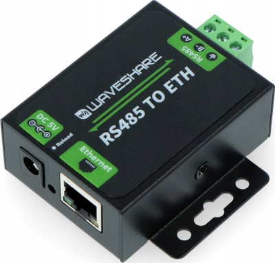 Konvertues RS485 në Ethernet Waveshare RS485 TO ETH, 5V DC, metalik, i zi