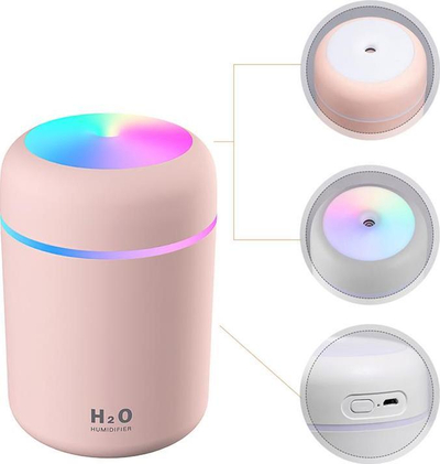 Humidifikues ajri Gonga me LED, me ultratinguj, me USB, i bardhë