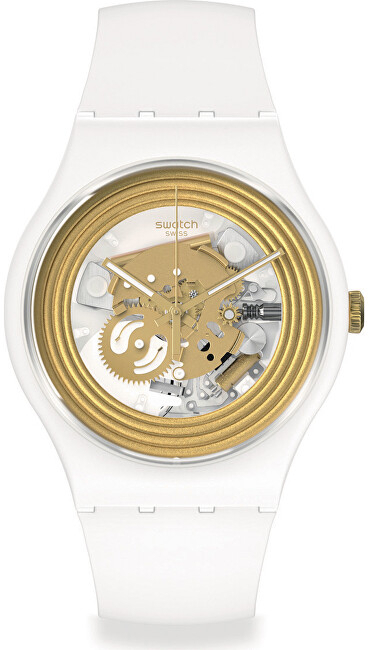 Orë dore Swatch Golden Rings White SO29W107, e bardhë