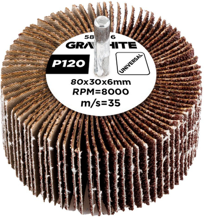 Rrotë bluarëse flap Shank, 80 x 30 x 6 mm, P120