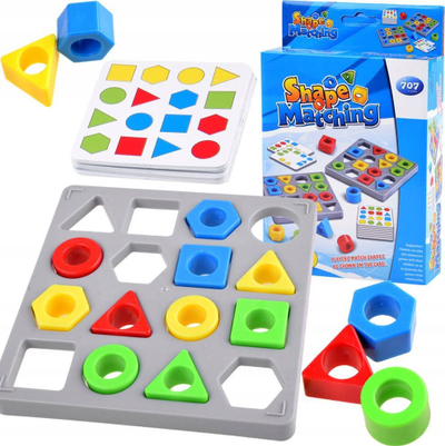 Lojё edukative Match Shapes and Figures, forma gjeometrike plastike, 32 karta, shumëngjyrëshe