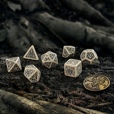 Set zarihesh Q WORKSHOP Witcher Leshen, 8 copë RPG, me monedhë metalike, bezhë