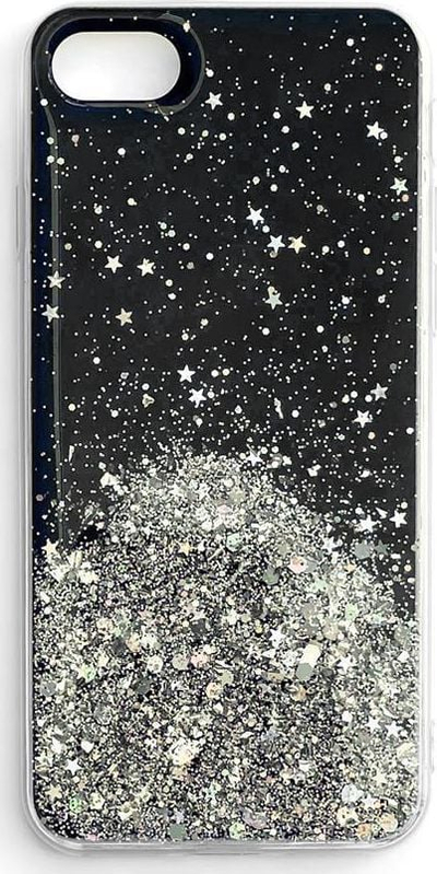 Mbulesë telefoni Hurtel Star Glitter për iPhone 13 Pro, me shkëlqim, e zezë