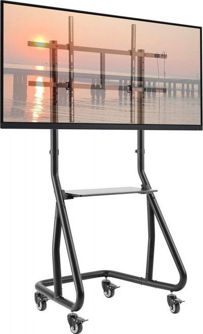 Karrocë TV për TV LCD LED, 60\" 105\", me raft, e zezë